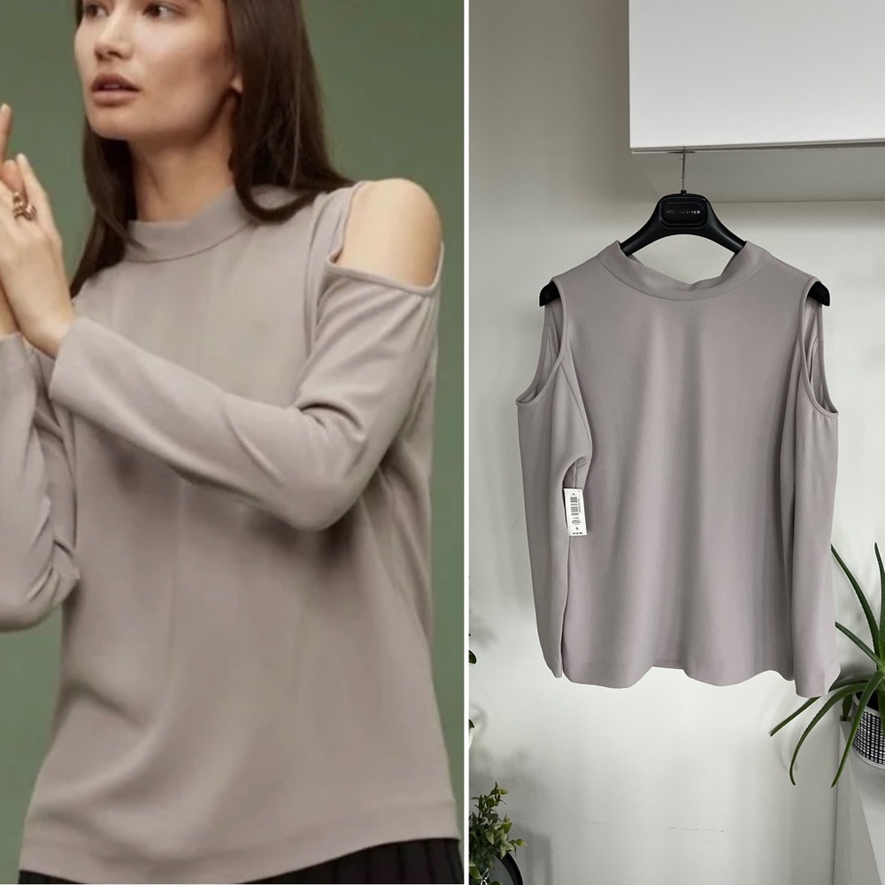 Aritzia Wilfred Havet Grey/Beige Formal Evening Casual Office Blouse Sz S